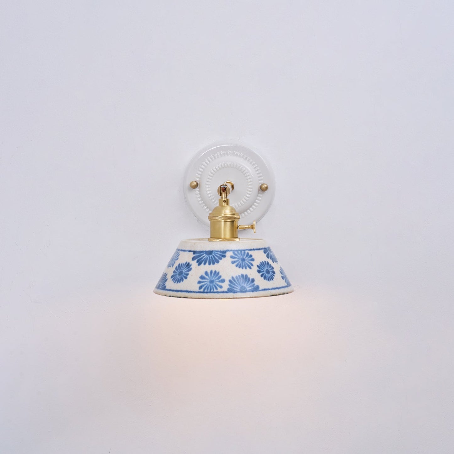 Amélie Porcelain Indigo Wall Lamp with Brass Accents