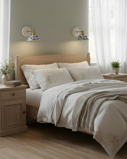 Amélie Porcelain Indigo Wall Lamp with Brass Accents