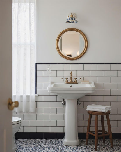 Amélie Porcelain Indigo Wall Lamp with Brass Accents