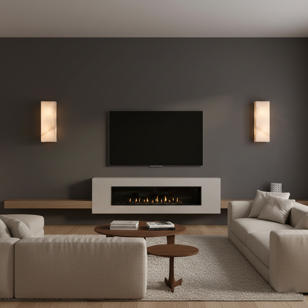 Élodie Rectangular Alabaster Wall Sconce with LED Glow