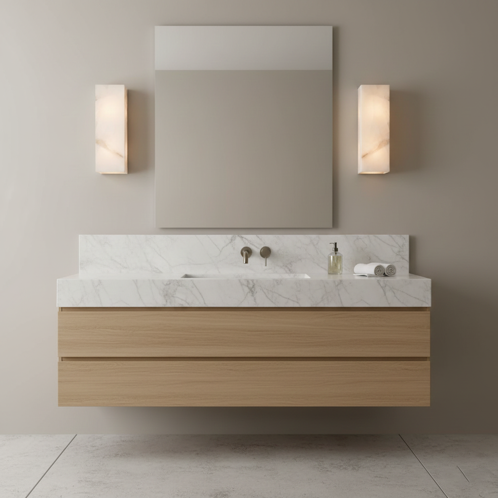Élodie Rectangular Alabaster Wall Sconce with LED Glow