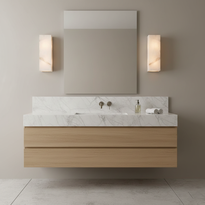 Élodie Rectangular Alabaster Wall Sconce with LED Glow