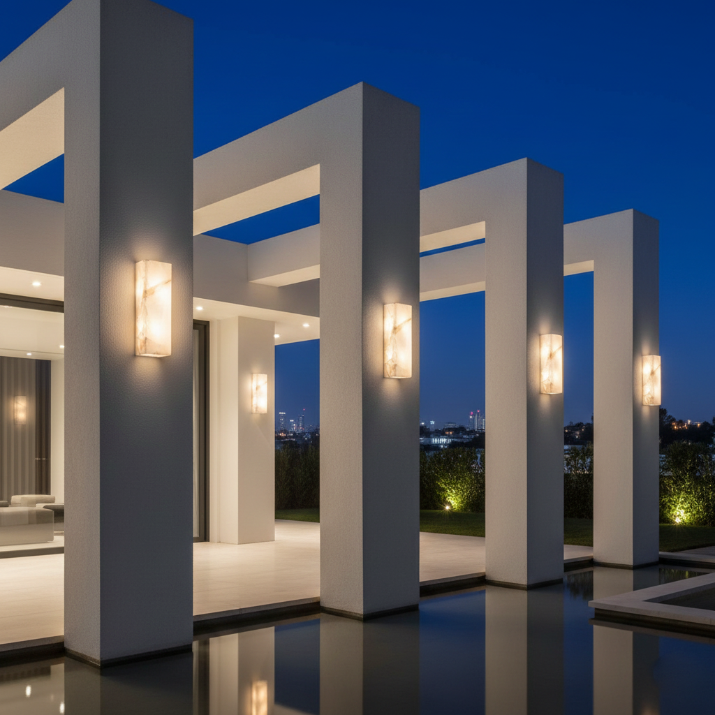 Élodie Rectangular Alabaster Wall Sconce with LED Glow