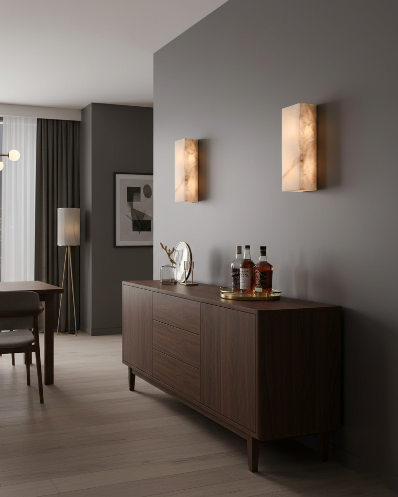 Élodie Rectangular Alabaster Wall Sconce with LED Glow