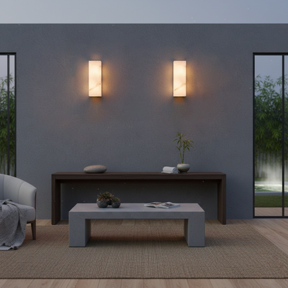 Élodie Rectangular Alabaster Wall Sconce with LED Glow