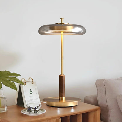 Auriane Glass LED Table Lamp with Brass Base Design