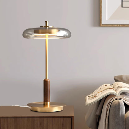 Auriane Glass LED Table Lamp with Brass Base Design