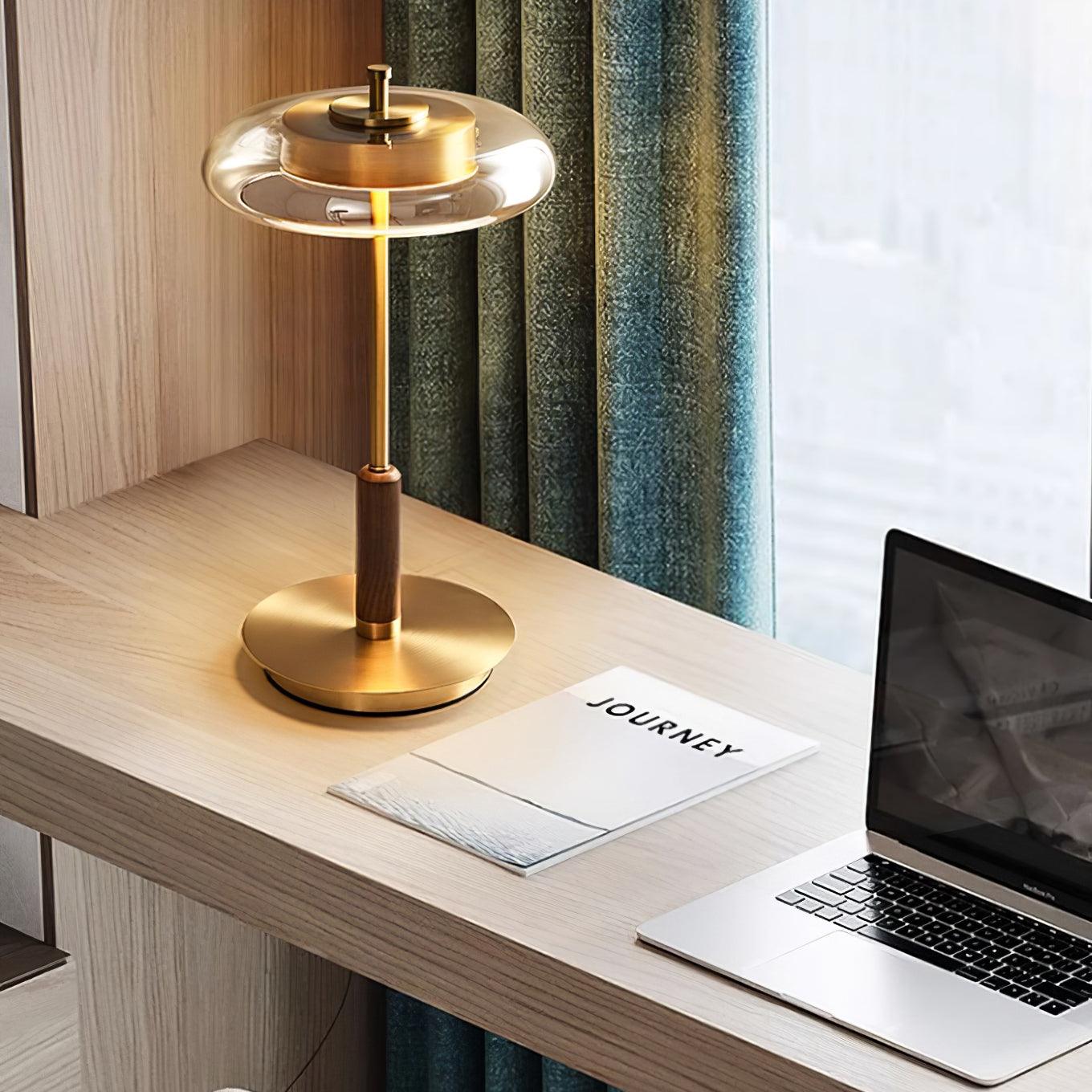 Auriane Glass LED Table Lamp with Brass Base Design