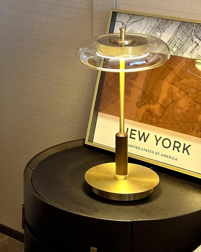 Auriane Glass LED Table Lamp with Brass Base Design
