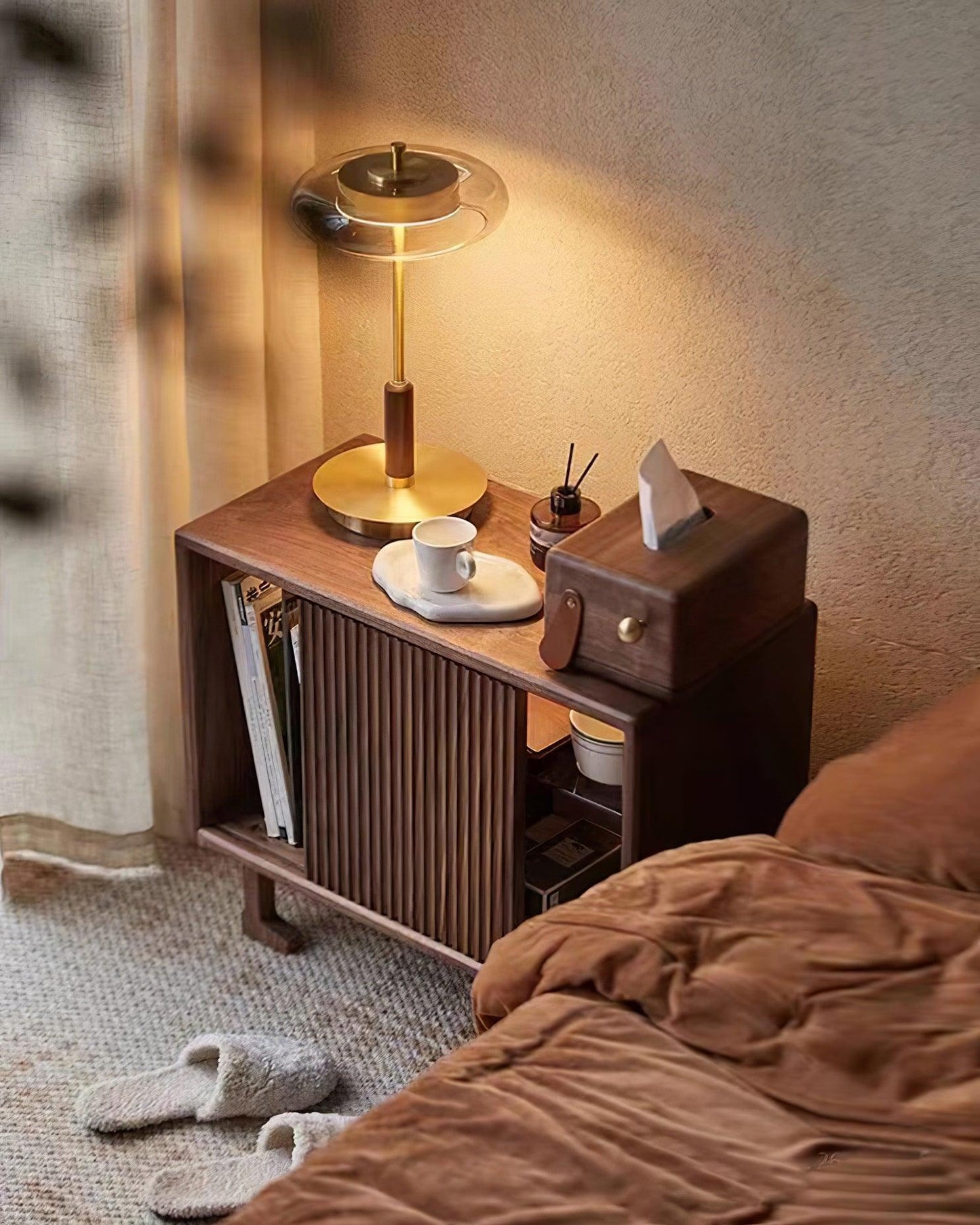 Auriane Glass LED Table Lamp with Brass Base Design