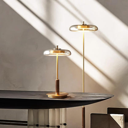 Auriane Glass LED Table Lamp with Brass Base Design