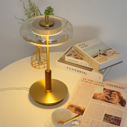 Auriane Glass LED Table Lamp with Brass Base Design