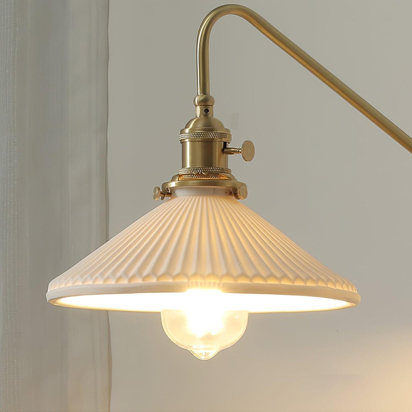 Amélie Retro Plug-In Wall Lamp with Walnut and Glass Design