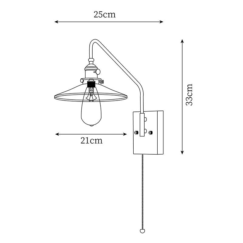 Amélie Retro Plug-In Wall Lamp with Walnut and Glass Design