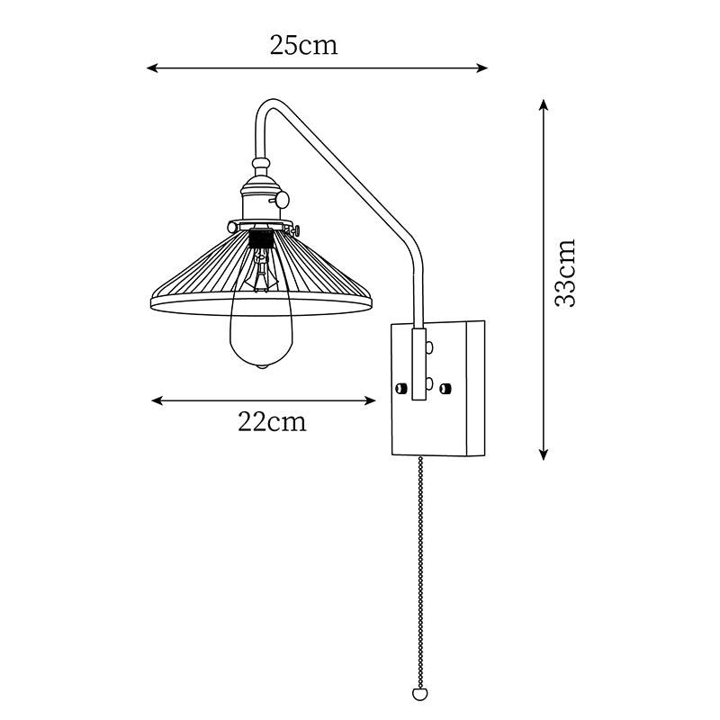 Amélie Retro Plug-In Wall Lamp with Walnut and Glass Design