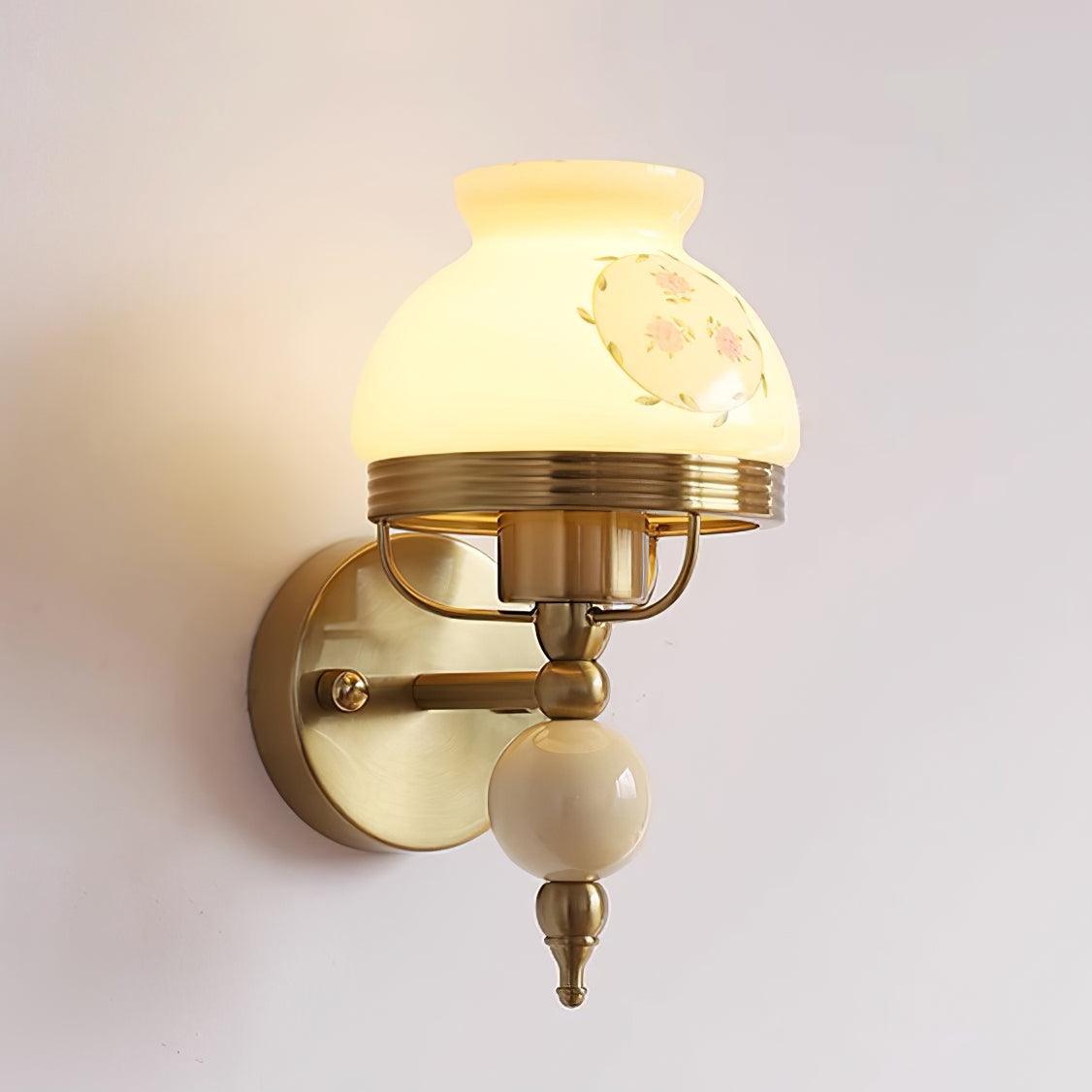 Amélie Retro Floral Wall Lamp with Glass Shade Design