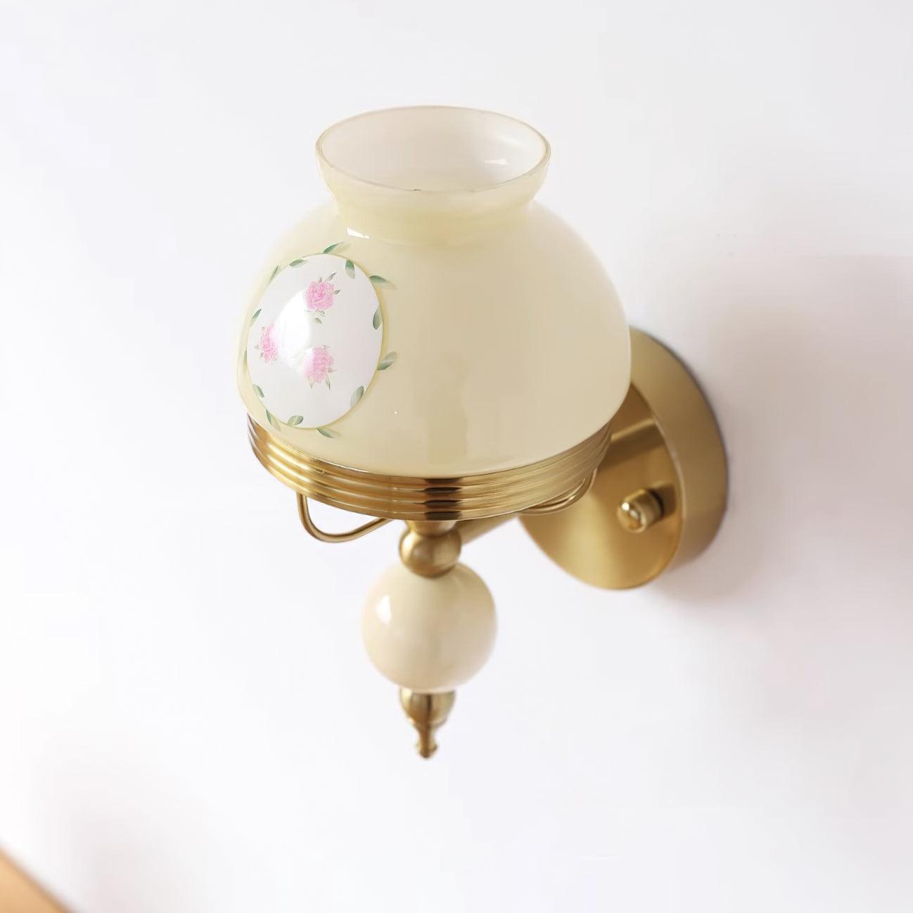 Amélie Retro Floral Wall Lamp with Glass Shade Design