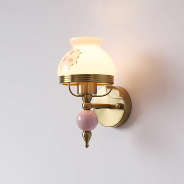 Amélie Retro Floral Wall Lamp with Glass Shade Design