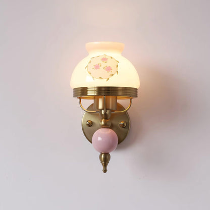 Amélie Retro Floral Wall Lamp with Glass Shade Design