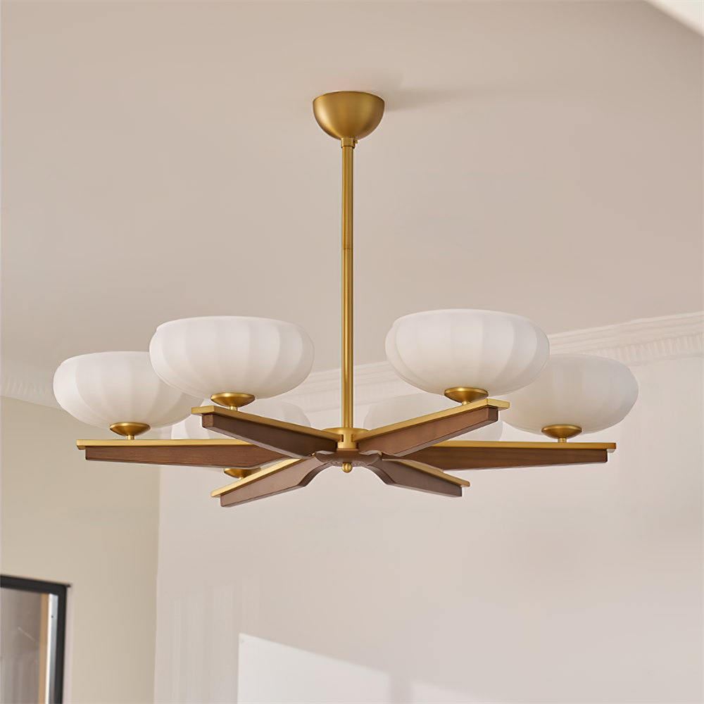 Camille Wood & Glass Modern Branch Chandelier