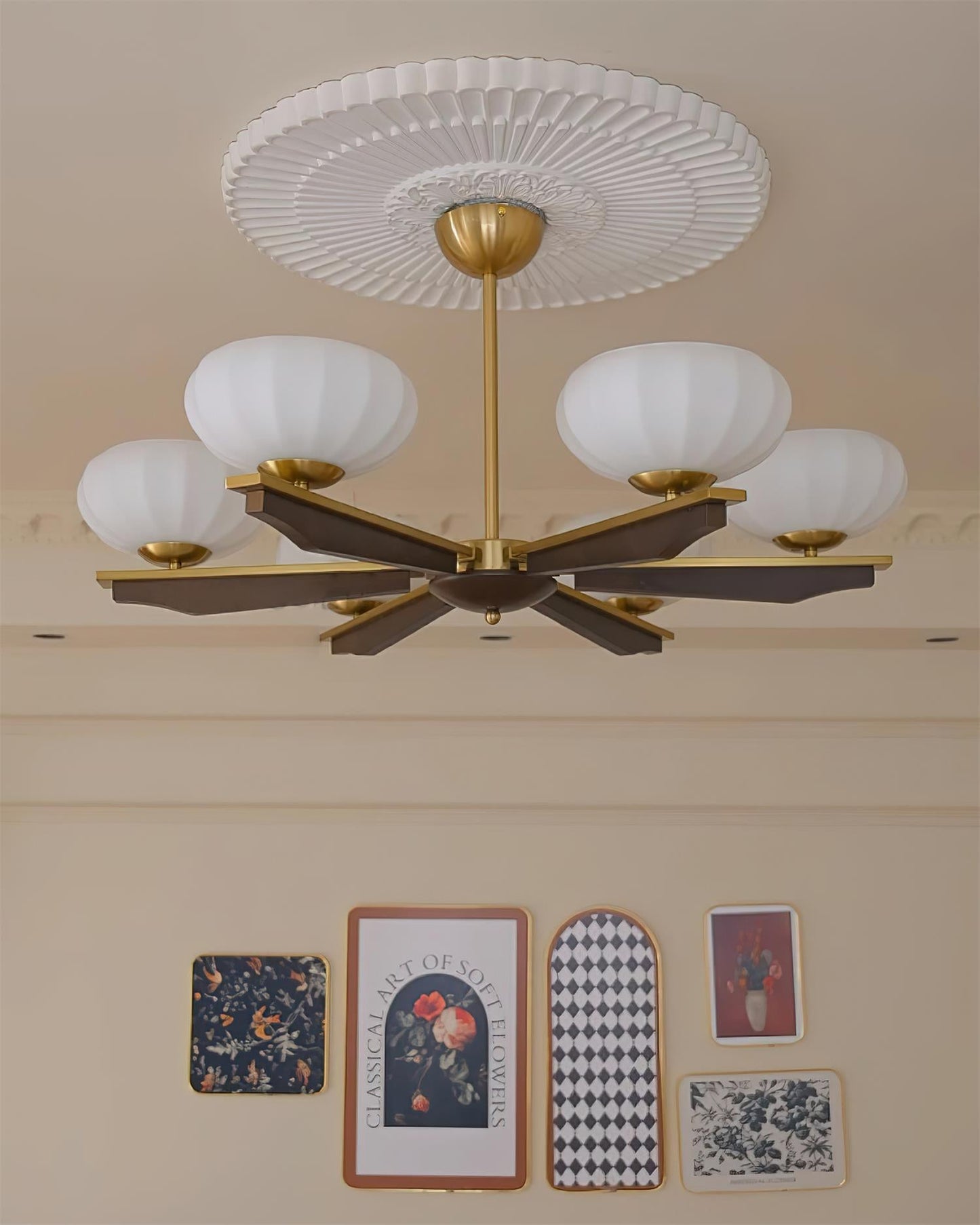 Camille Wood & Glass Modern Branch Chandelier