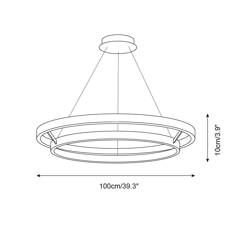 Chloé Ring Chandelier, Dual Wood Rings with Integrated LED Glow