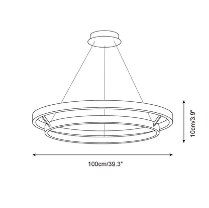 Chloé Ring Chandelier, Dual Wood Rings with Integrated LED Glow