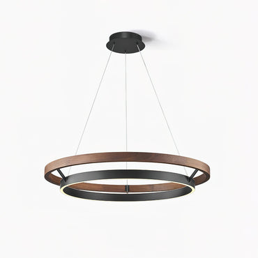 Chloé Ring Chandelier, Dual Wood Rings with Integrated LED Glow