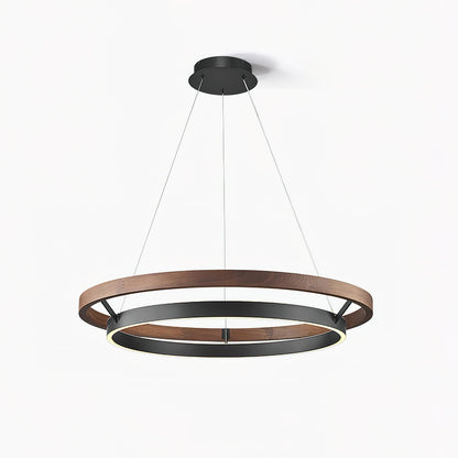 Chloé Ring Chandelier, Dual Wood Rings with Integrated LED Glow