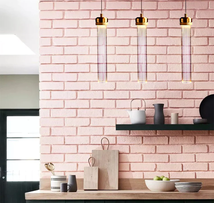 Isabelle Ripple Drop Gold Tube LED Pendant Light Modern Multi Head Fixture