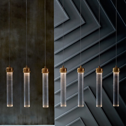 Isabelle Ripple Drop Gold Tube LED Pendant Light Modern Multi Head Fixture