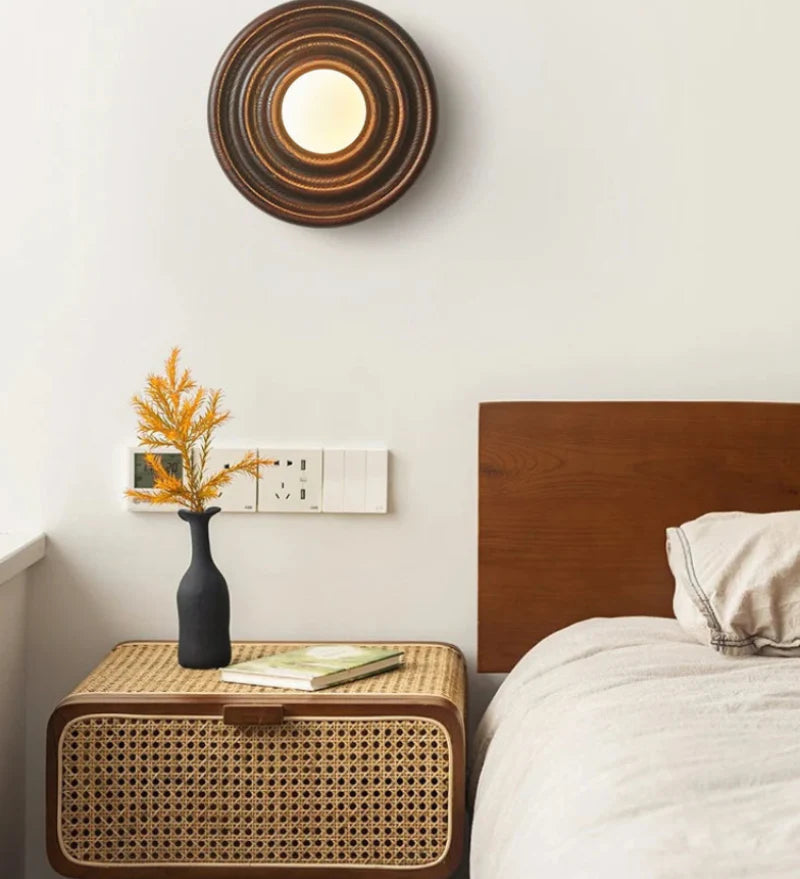 Colette Ripple Walnut LED Wall Lamp
