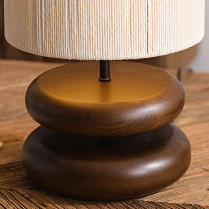 Camille Wooden River Rock Table Lamp with Fabric Shade