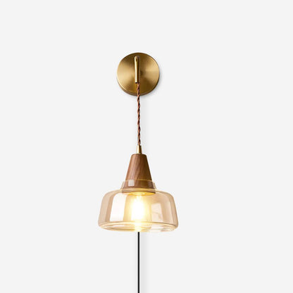 Aurélie Classic Brass Plug-In Wall Lamp with Clear Glass Shade