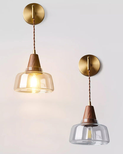 Aurélie Classic Brass Plug-In Wall Lamp with Clear Glass Shade