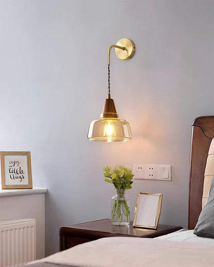 Aurélie Classic Brass Plug-In Wall Lamp with Clear Glass Shade