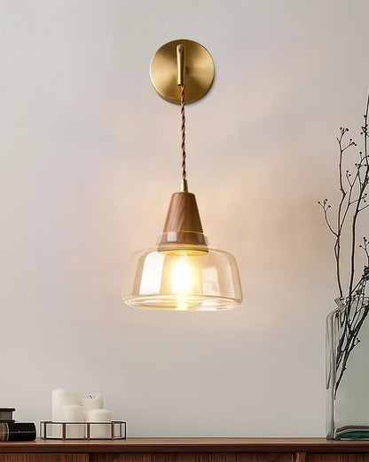 Aurélie Classic Brass Plug-In Wall Lamp with Clear Glass Shade