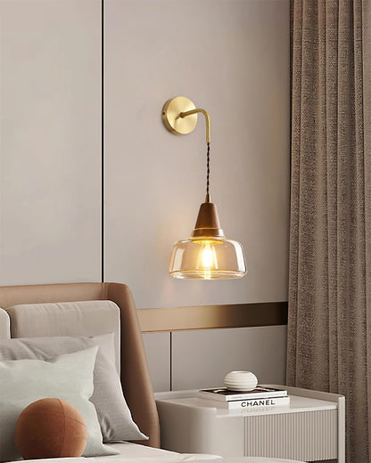 Aurélie Classic Brass Plug-In Wall Lamp with Clear Glass Shade