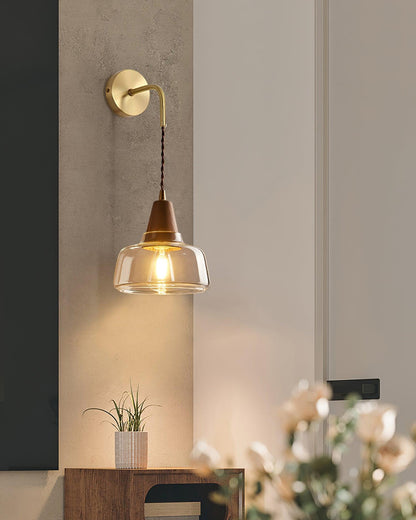 Aurélie Classic Brass Plug-In Wall Lamp with Clear Glass Shade