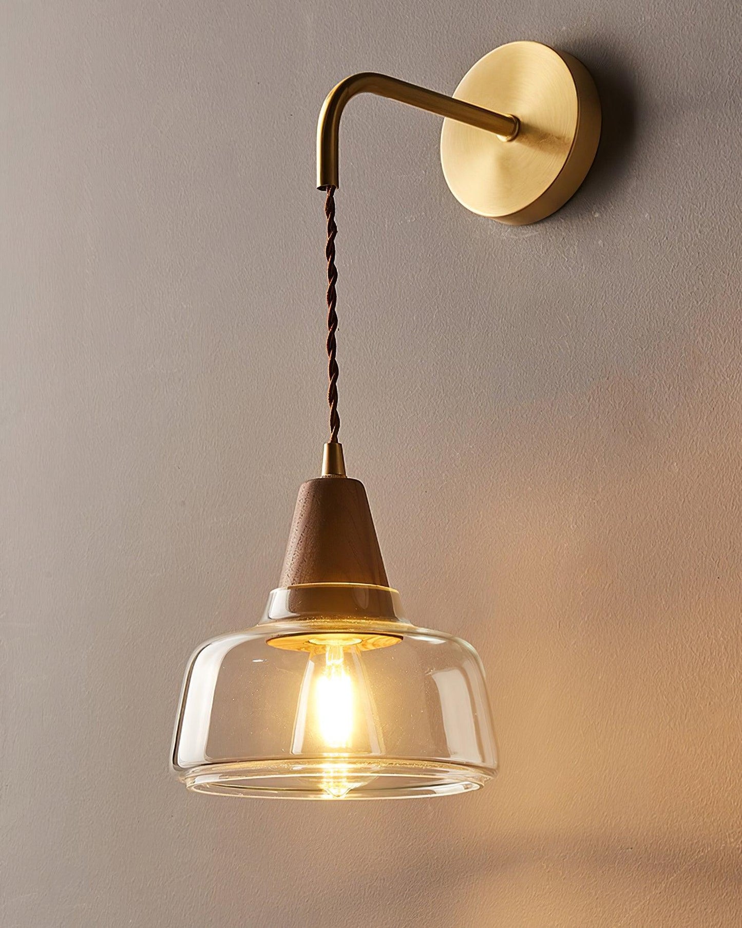 Aurélie Classic Brass Plug-In Wall Lamp with Clear Glass Shade