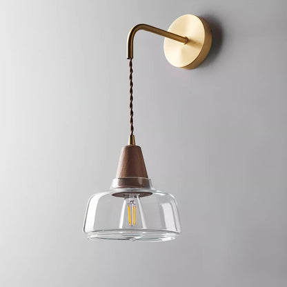Aurélie Classic Brass Plug-In Wall Lamp with Clear Glass Shade