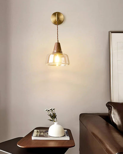 Aurélie Classic Brass Plug-In Wall Lamp with Clear Glass Shade