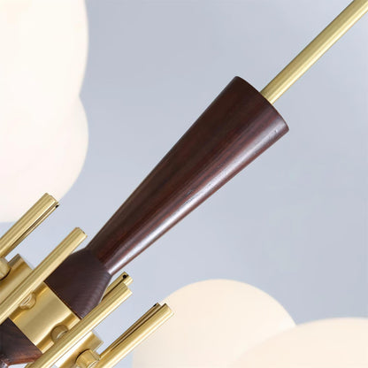 Élodie Rocky Wood & Glass Adjustable Chandelier