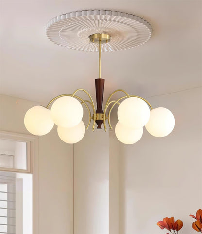 Élodie Rocky Wood & Glass Adjustable Chandelier