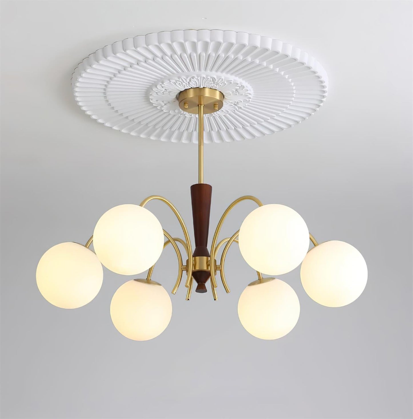 Élodie Rocky Wood & Glass Adjustable Chandelier