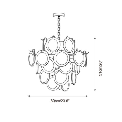 Sabine Glass Chandelier, Hand-Blown Disc Sphere with Metal Frame
