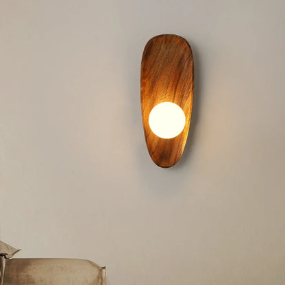 Camille Rustic Glow Wooden Wall Sconce Glass Globe Light