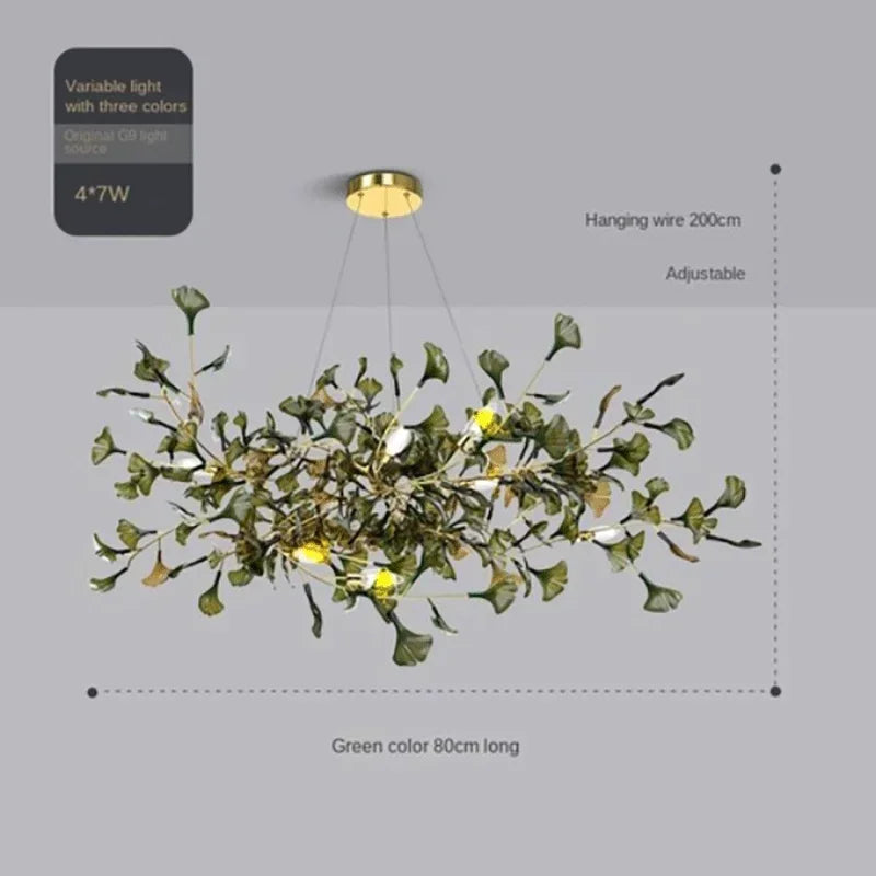 Luxury Ginkgo Leaf Glass Branch Chandelier