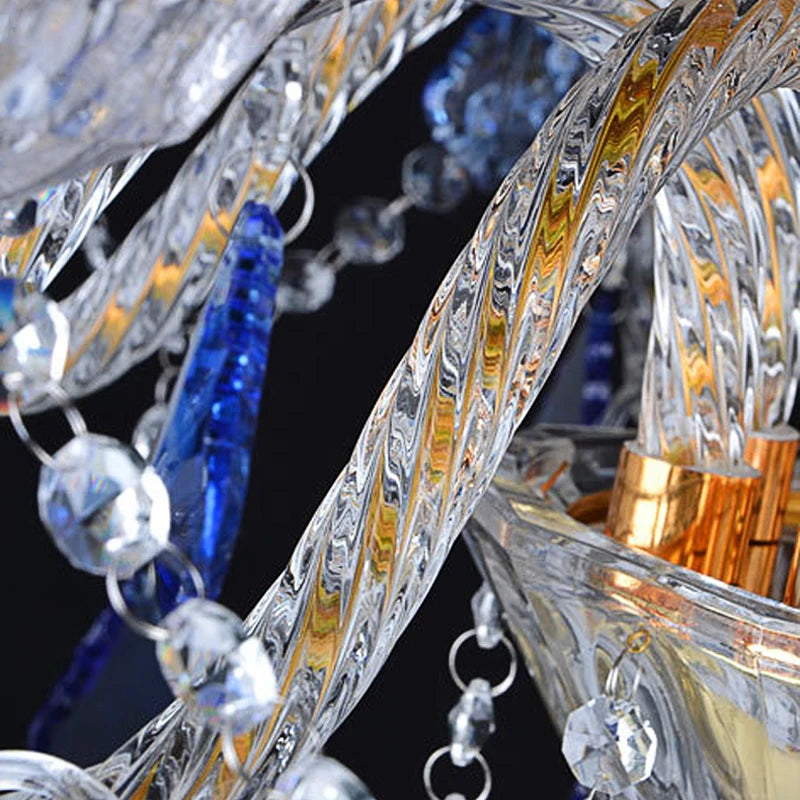 Léa European Blue Crystal Glass Pendant Lobby Chandelier