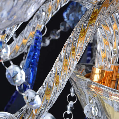 Léa European Blue Crystal Glass Pendant Lobby Chandelier